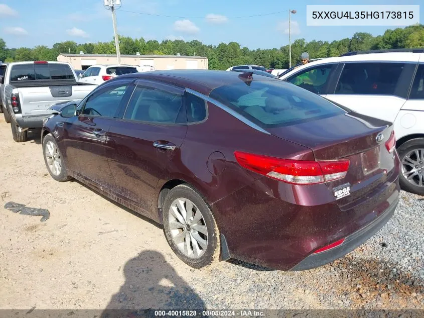 5XXGU4L35HG173815 2017 Kia Optima Ex