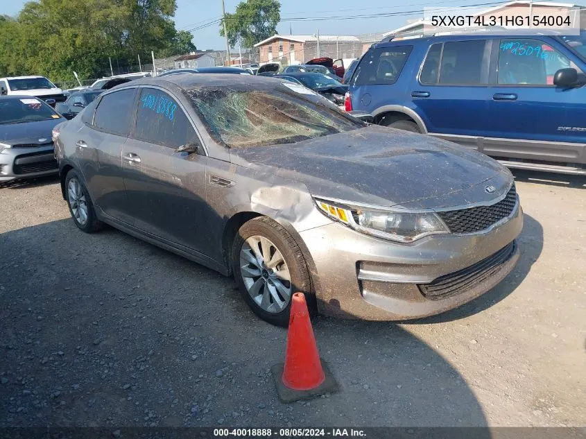 2017 Kia Optima Lx VIN: 5XXGT4L31HG154004 Lot: 40018888