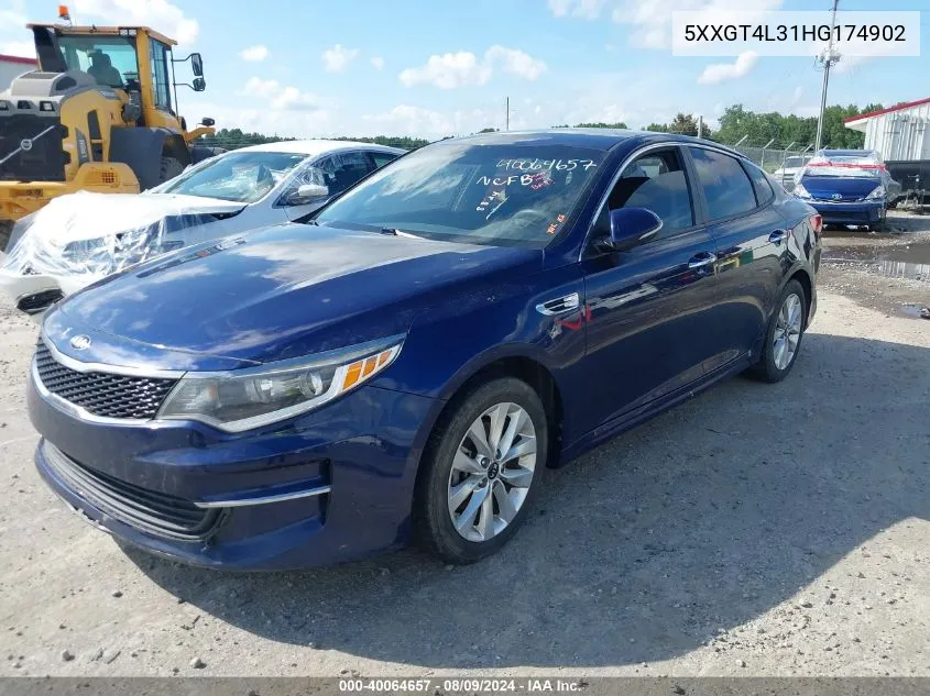 2017 Kia Optima Lx VIN: 5XXGT4L31HG174902 Lot: 40064657