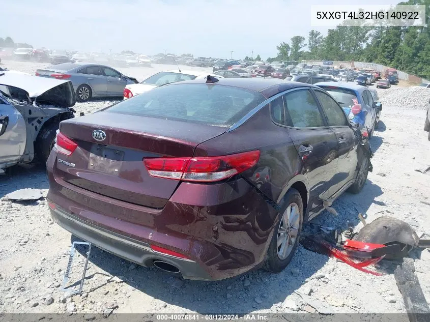 2017 Kia Optima Lx VIN: 5XXGT4L32HG140922 Lot: 40076841