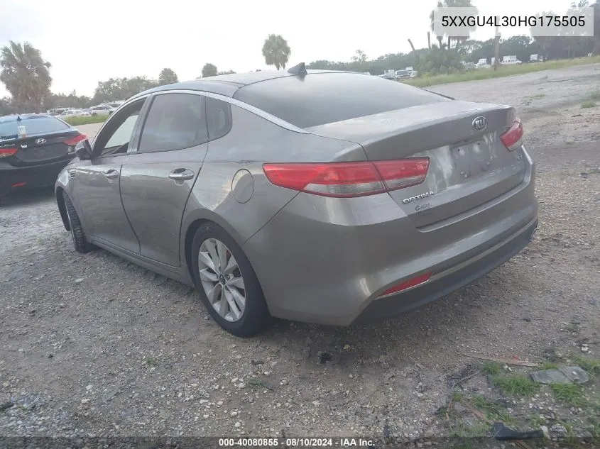 2017 Kia Optima Ex VIN: 5XXGU4L30HG175505 Lot: 40080855