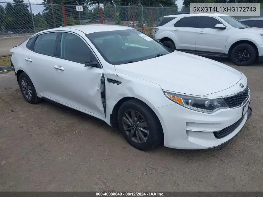 5XXGT4L1XHG172743 2017 Kia Optima Lx Turbo