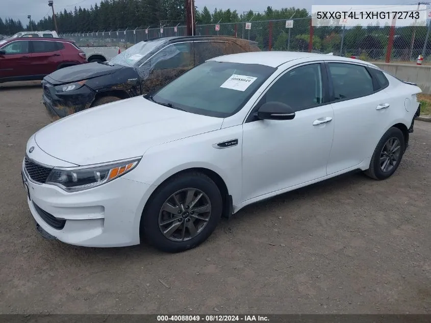 5XXGT4L1XHG172743 2017 Kia Optima Lx Turbo