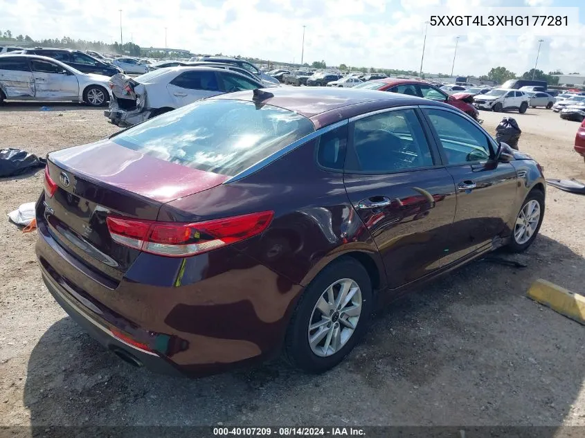 2017 Kia Optima Lx VIN: 5XXGT4L3XHG177281 Lot: 40107209