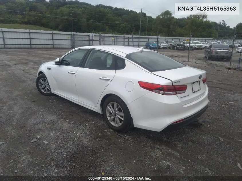 2017 Kia Optima Lx VIN: KNAGT4L35H5165363 Lot: 40125340