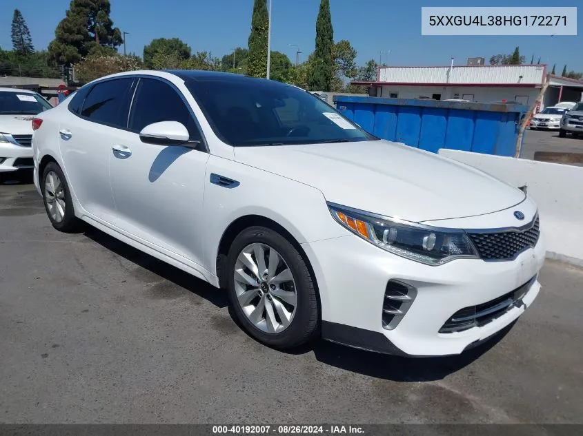 2017 Kia Optima Ex VIN: 5XXGU4L38HG172271 Lot: 40192007