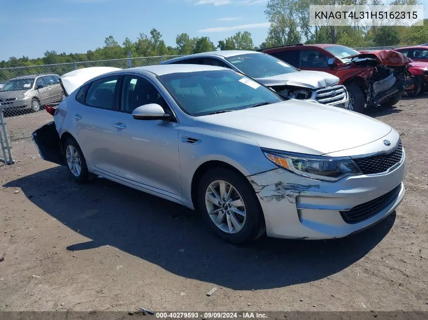 2017 Kia Optima Lx VIN: KNAGT4L31H5162315 Lot: 40279593