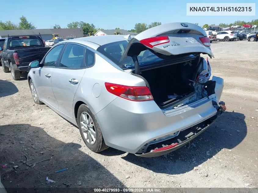 KNAGT4L31H5162315 2017 Kia Optima Lx