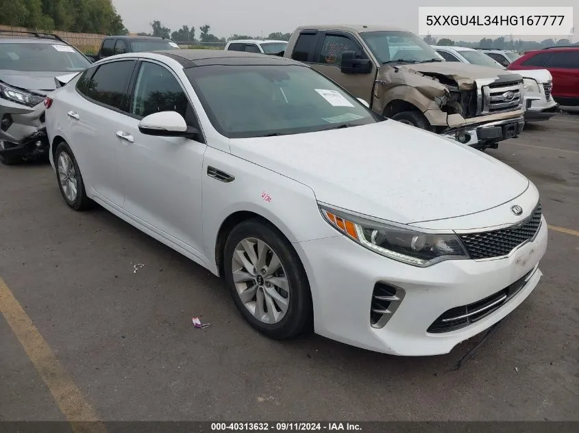 2017 Kia Optima Ex VIN: 5XXGU4L34HG167777 Lot: 40313632