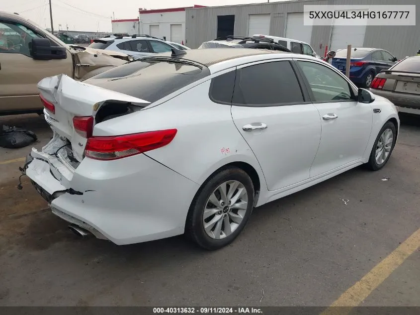 2017 Kia Optima Ex VIN: 5XXGU4L34HG167777 Lot: 40313632