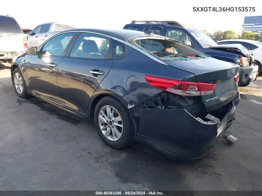 2017 Kia Optima Lx VIN: 5XXGT4L36HG153575 Lot: 40363286