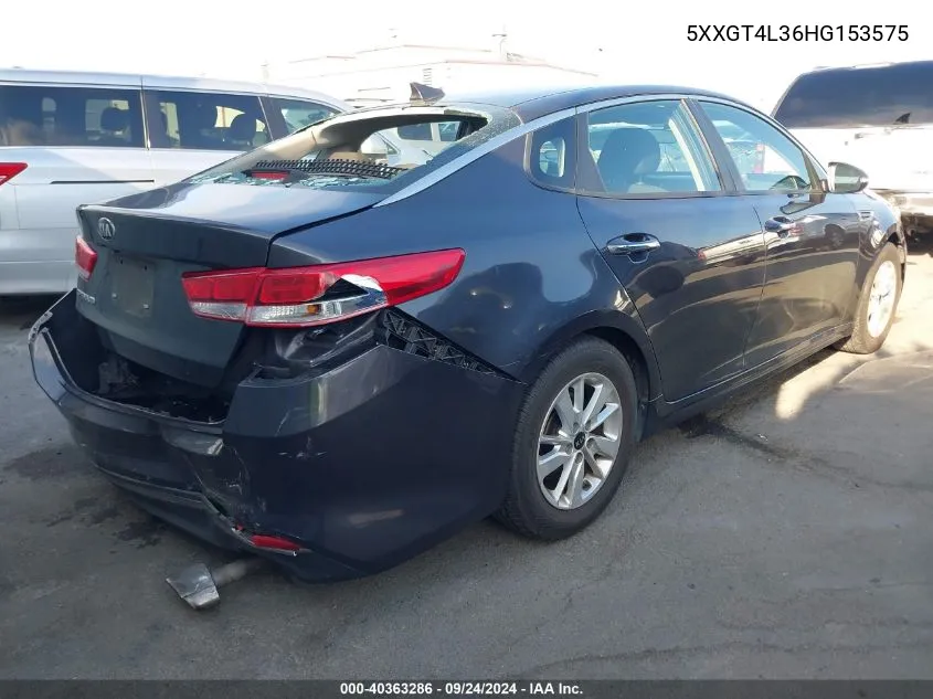 2017 Kia Optima Lx VIN: 5XXGT4L36HG153575 Lot: 40363286