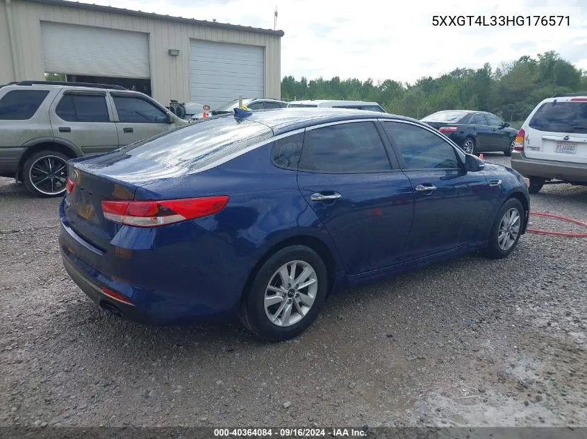 2017 Kia Optima Lx VIN: 5XXGT4L33HG176571 Lot: 40364084