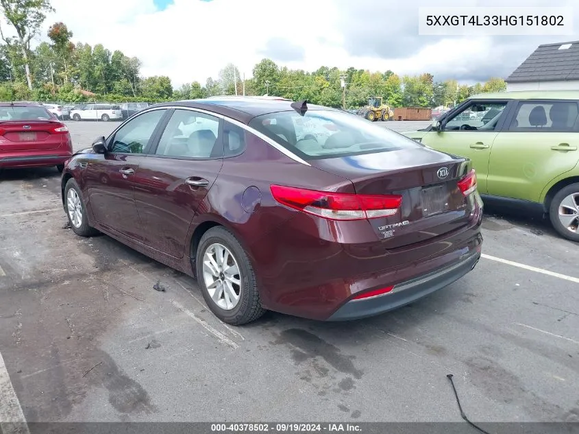 5XXGT4L33HG151802 2017 Kia Optima Lx