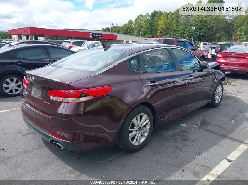 5XXGT4L33HG151802 2017 Kia Optima Lx