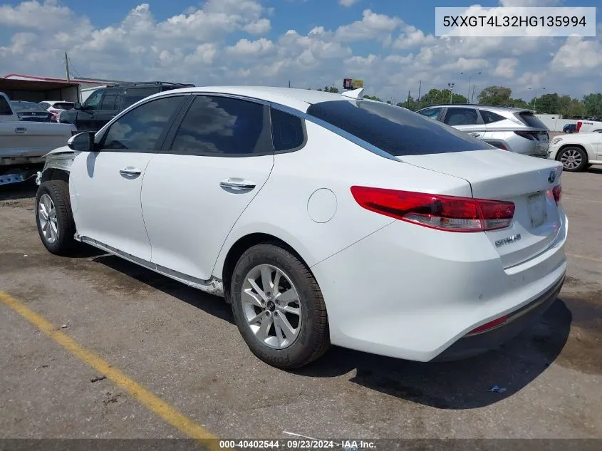 2017 Kia Optima Lx VIN: 5XXGT4L32HG135994 Lot: 40402544