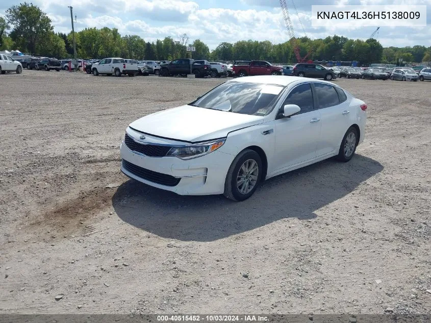 KNAGT4L36H5138009 2017 Kia Optima Lx