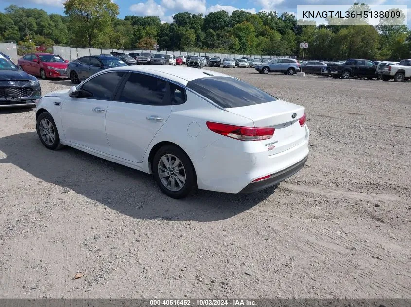 2017 Kia Optima Lx VIN: KNAGT4L36H5138009 Lot: 40515452