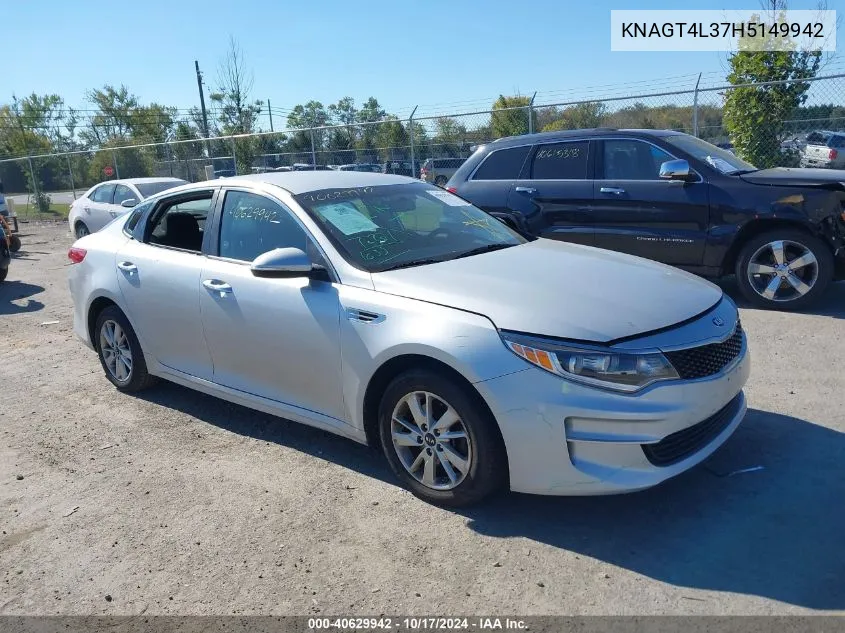 KNAGT4L37H5149942 2017 Kia Optima Lx