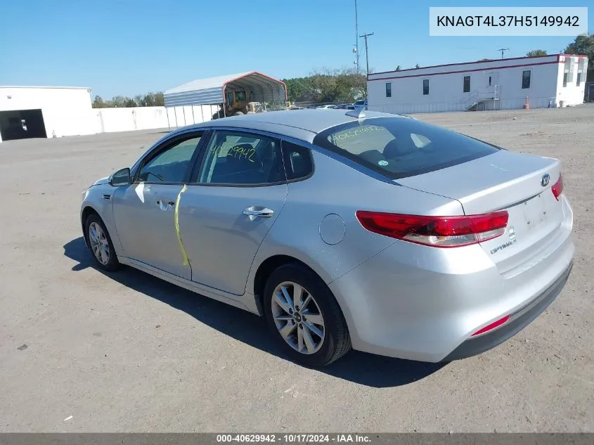 2017 Kia Optima Lx VIN: KNAGT4L37H5149942 Lot: 40629942