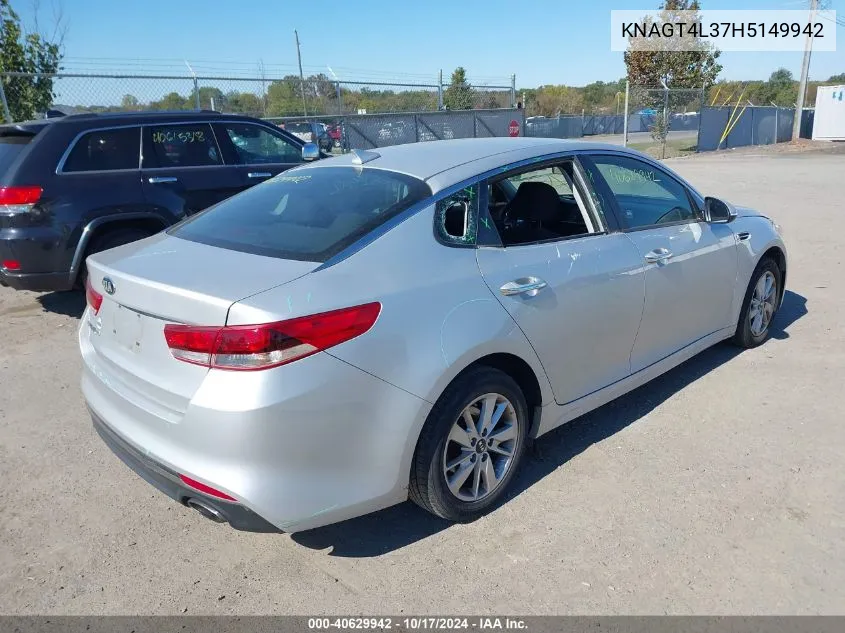 2017 Kia Optima Lx VIN: KNAGT4L37H5149942 Lot: 40629942