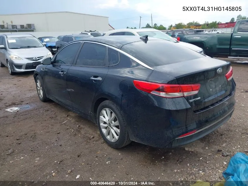 2017 Kia Optima Lx VIN: 5XXGT4L31HG145805 Lot: 40646420