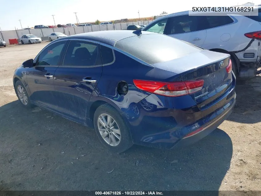 2017 Kia Optima Lx VIN: 5XXGT4L31HG168291 Lot: 40671826