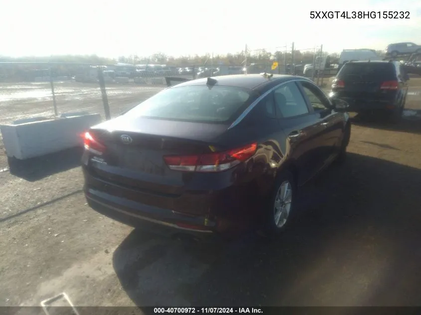 2017 Kia Optima Lx VIN: 5XXGT4L38HG155232 Lot: 40700972