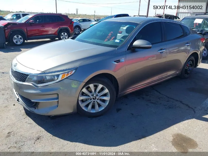 2017 Kia Optima Lx VIN: 5XXGT4L38HG154002 Lot: 40731891