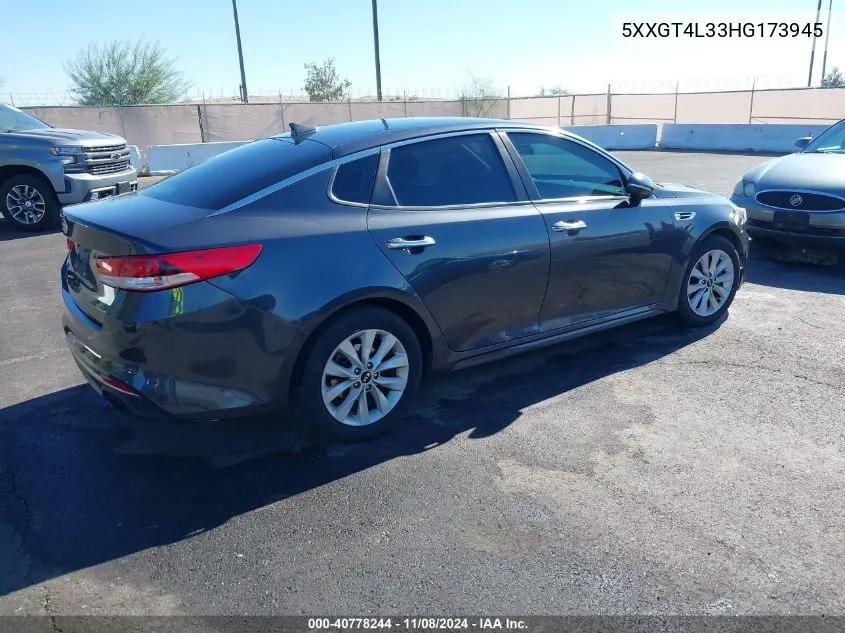 2017 Kia Optima Lx VIN: 5XXGT4L33HG173945 Lot: 40778244