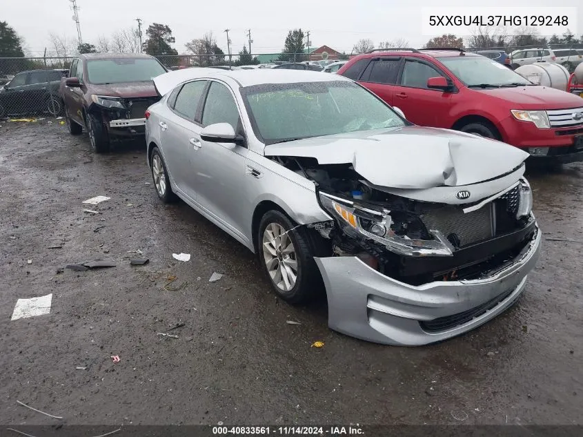 2017 Kia Optima Ex VIN: 5XXGU4L37HG129248 Lot: 40833561