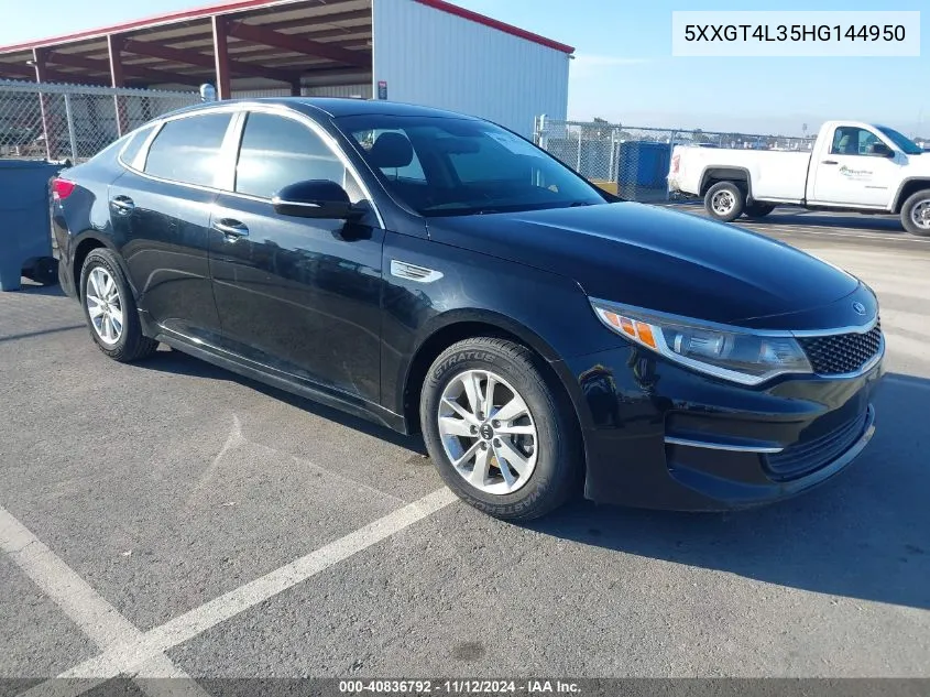 2017 Kia Optima Lx VIN: 5XXGT4L35HG144950 Lot: 40836792