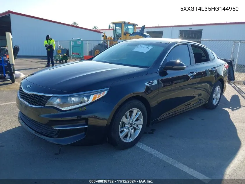 2017 Kia Optima Lx VIN: 5XXGT4L35HG144950 Lot: 40836792