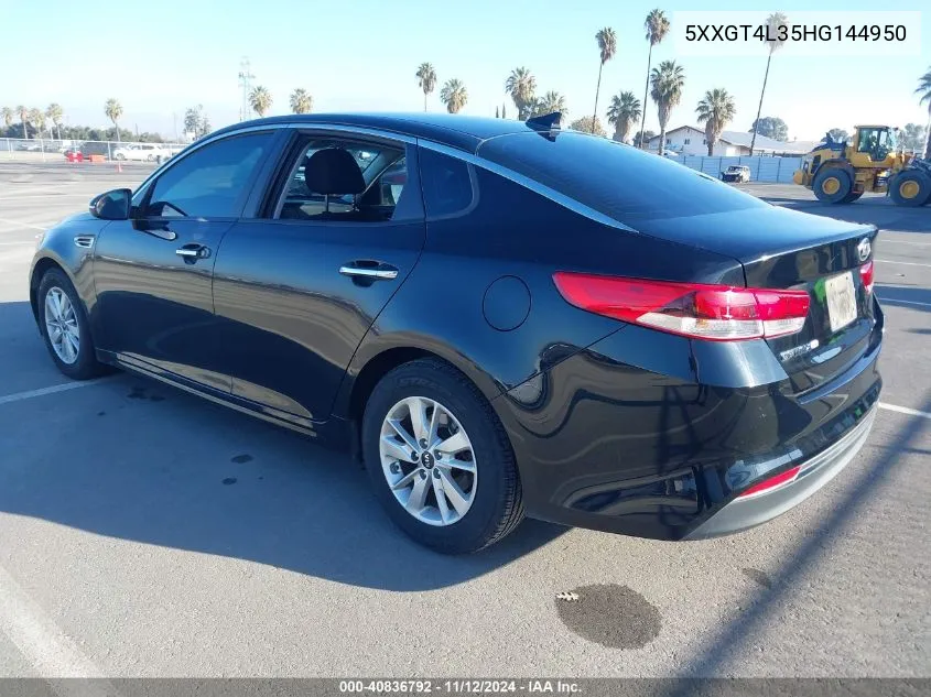 2017 Kia Optima Lx VIN: 5XXGT4L35HG144950 Lot: 40836792