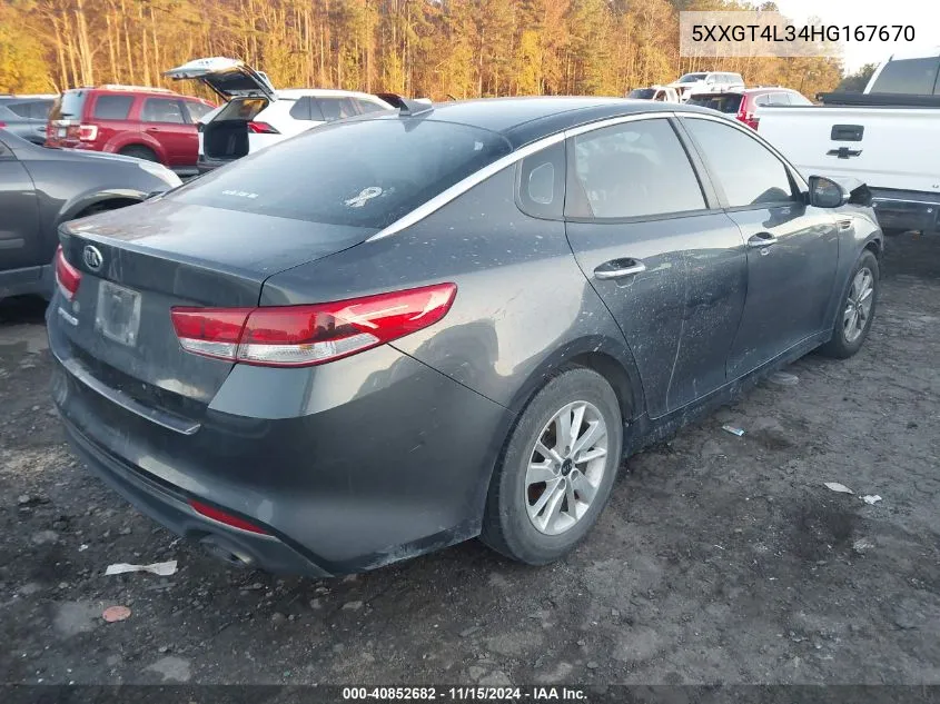 2017 Kia Optima Lx VIN: 5XXGT4L34HG167670 Lot: 40852682