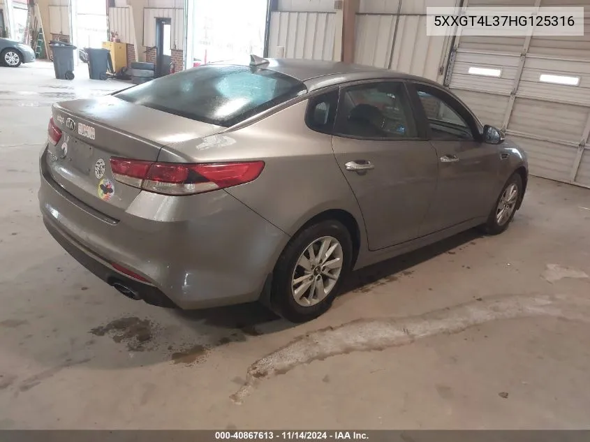 2017 Kia Optima Lx VIN: 5XXGT4L37HG125316 Lot: 40867613