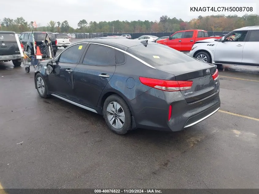 2017 Kia Optima Hybrid VIN: KNAGT4LC7H5008708 Lot: 40876522