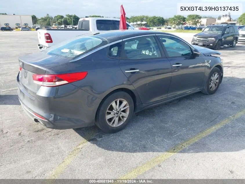 2017 Kia Optima Lx VIN: 5XXGT4L39HG137435 Lot: 40881945