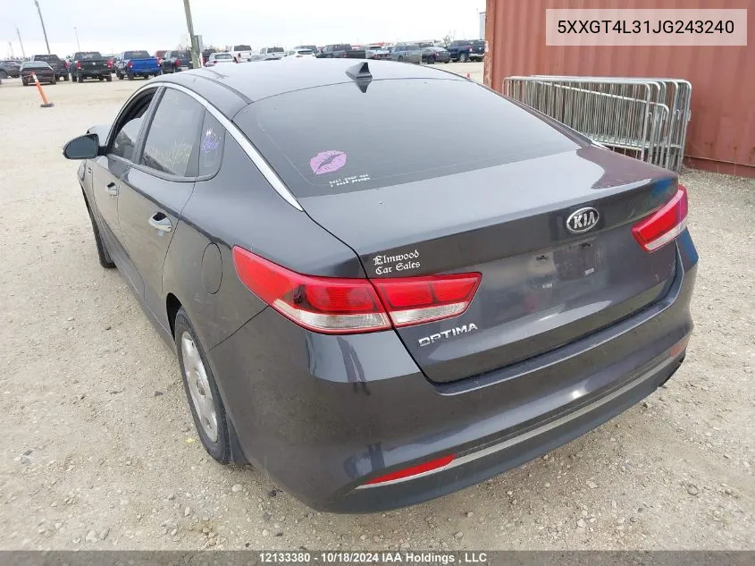 2018 Kia Optima VIN: 5XXGT4L31JG243240 Lot: 12133380