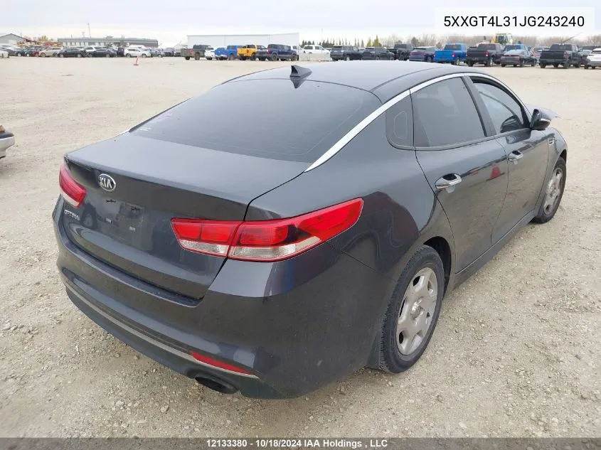 2018 Kia Optima VIN: 5XXGT4L31JG243240 Lot: 12133380