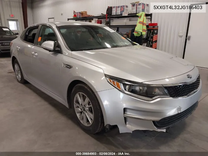 2018 Kia Optima Lx VIN: 5XXGT4L32JG186403 Lot: 38684903