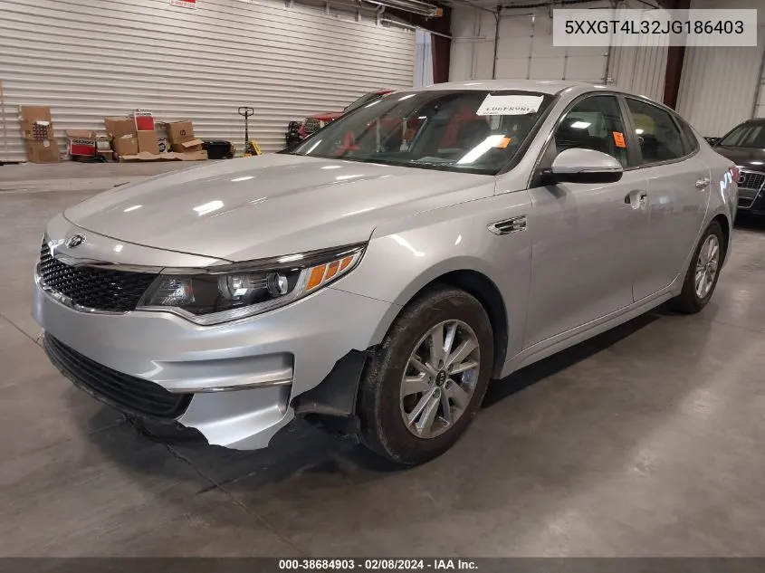 2018 Kia Optima Lx VIN: 5XXGT4L32JG186403 Lot: 38684903