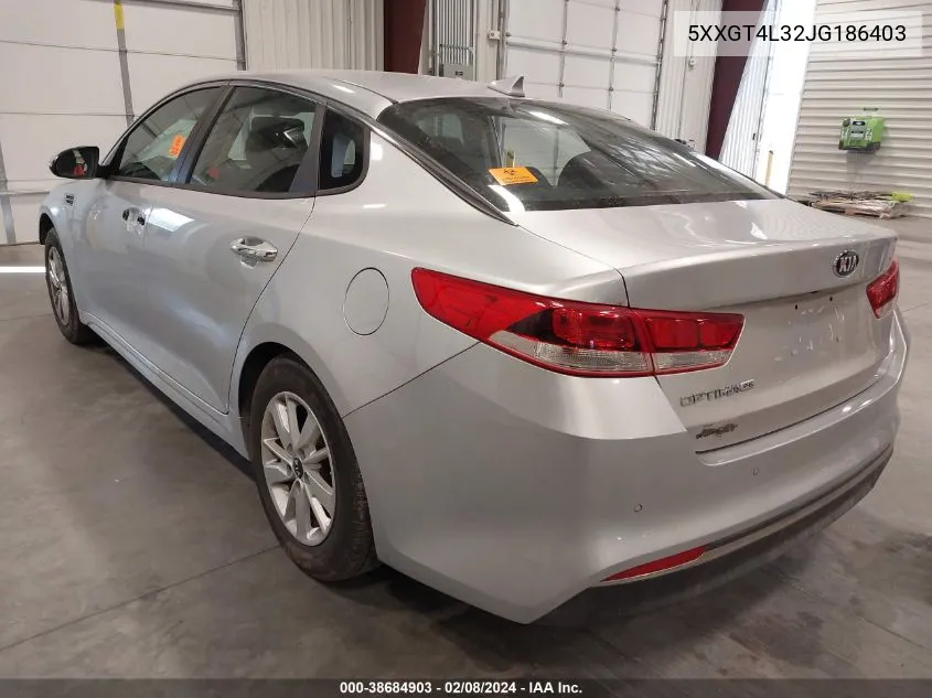 2018 Kia Optima Lx VIN: 5XXGT4L32JG186403 Lot: 38684903