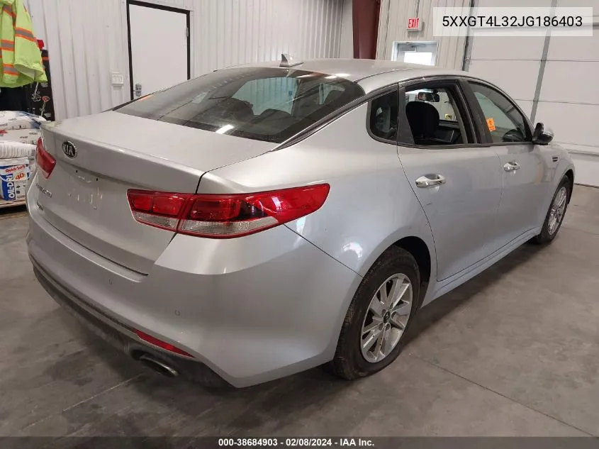 2018 Kia Optima Lx VIN: 5XXGT4L32JG186403 Lot: 38684903