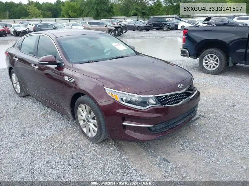 2018 Kia Optima Ex VIN: 5XXGU4L33JG241597 Lot: 39402091