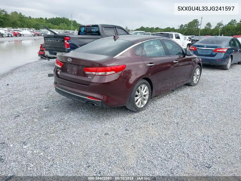 2018 Kia Optima Ex VIN: 5XXGU4L33JG241597 Lot: 39402091