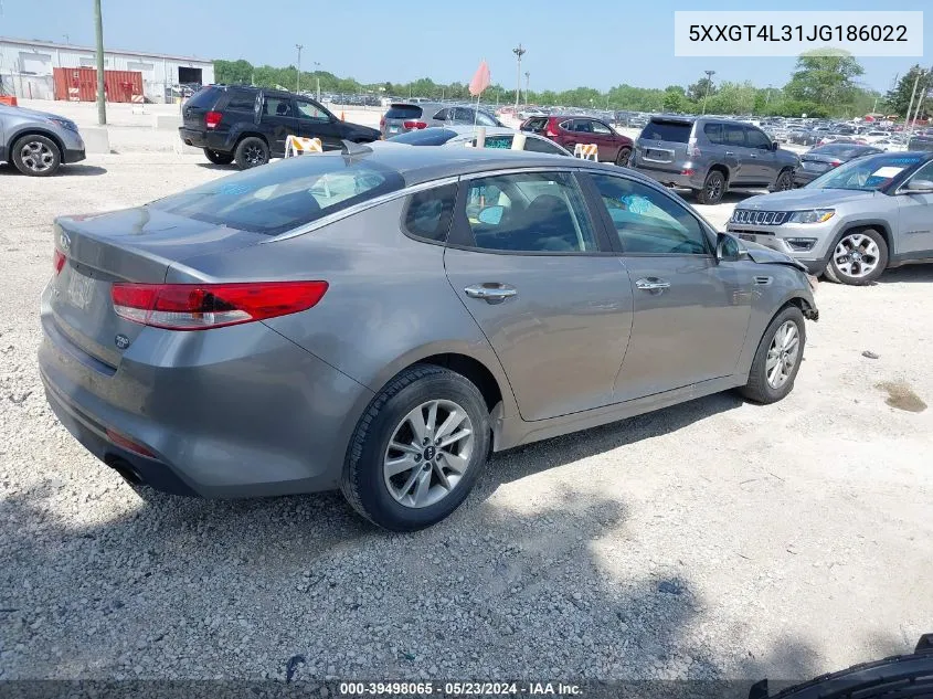 2018 Kia Optima Lx VIN: 5XXGT4L31JG186022 Lot: 39498065