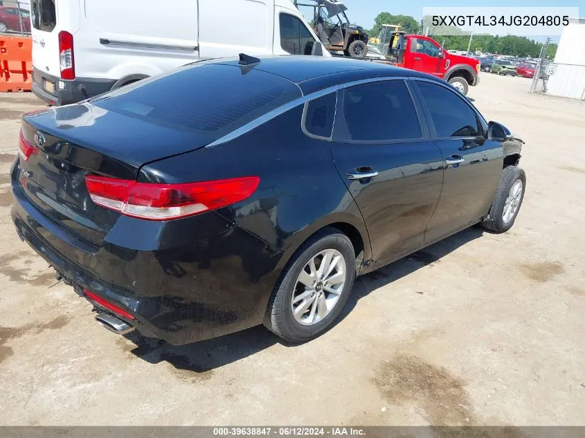 2018 Kia Optima Lx VIN: 5XXGT4L34JG204805 Lot: 39638847