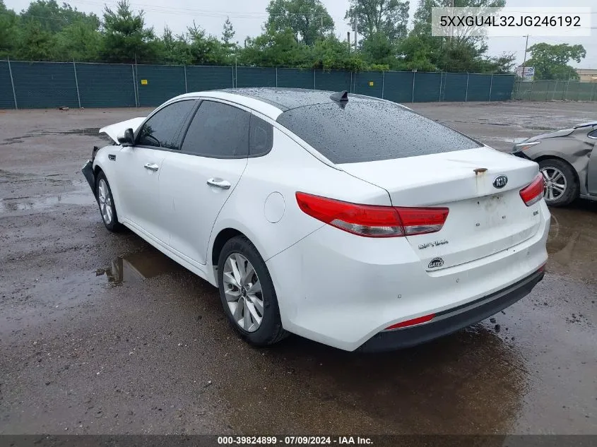 2018 Kia Optima Ex VIN: 5XXGU4L32JG246192 Lot: 39824899