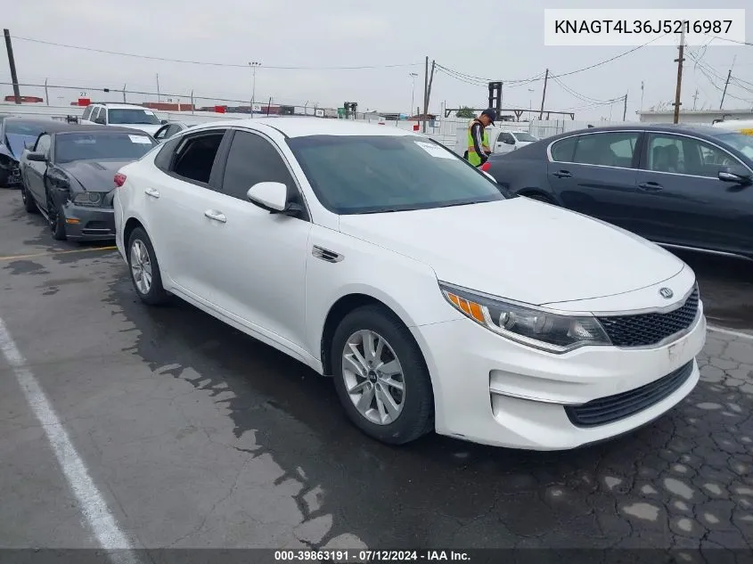 2018 Kia Optima Lx VIN: KNAGT4L36J5216987 Lot: 39863191